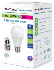LED žárovka s ovladačem - měnící barvy, 6W, E27, VT-7150