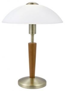 Lampa stolní dotyková EGLO, bílé sklo a dřevo 87 256, E14